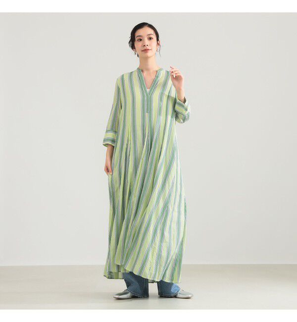 Demi-Luxe BEAMS 「ne Quittez pas / ボイル ストライプ パネル ワンピース」|ワンピース|