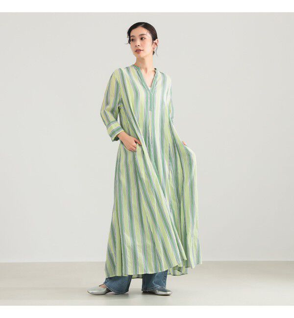 Demi-Luxe BEAMS 「ne Quittez pas / ボイル ストライプ パネル ワンピース」|ワンピース|