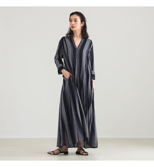 Demi-Luxe BEAMS 「ne Quittez pas / ボイル ストライプ パネル ワンピース」|ワンピース|