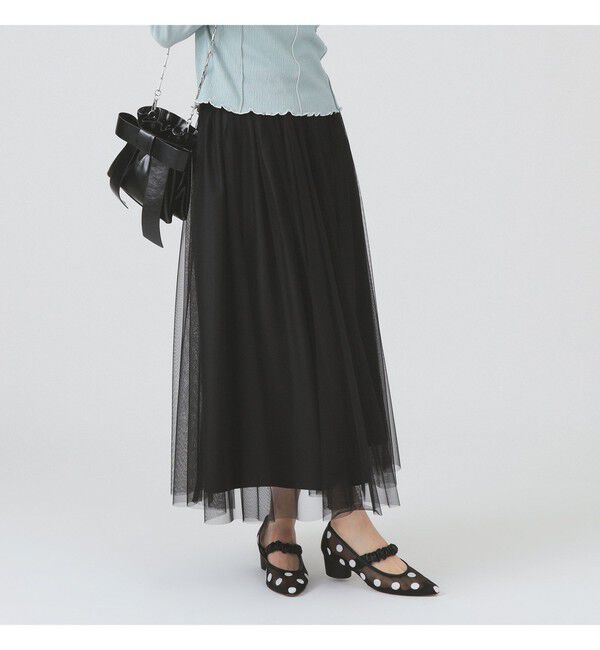Ray BEAMS 「チュール ギャザー スカート」|スカート|BLACK