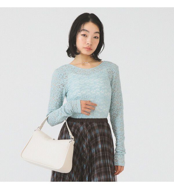 Ray BEAMS 「ジャカード レース クルーネック Tシャツ」|Tシャツ・カットソー|