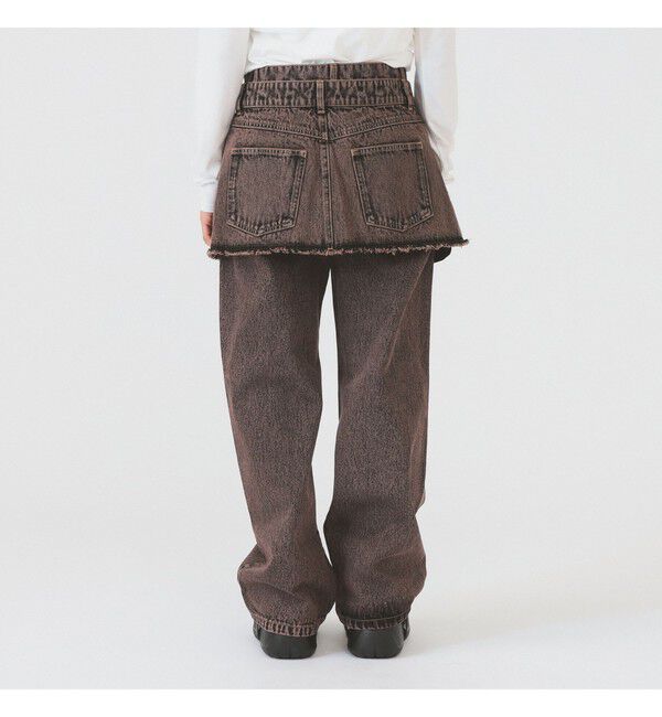 Ray BEAMS 「デニムスカート レイヤード パンツ」|デニム|