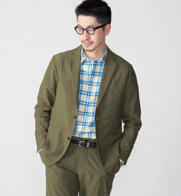 SHIPS「SHIPS:〈手洗い可能/セットアップ対応〉スーパーライト 2ボタン ジャケット」|テーラードジャケット|オリーブ