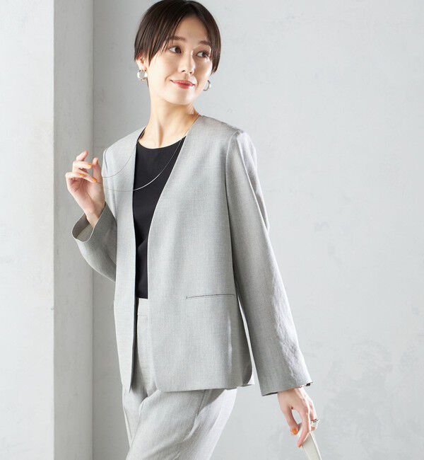SHIPS for women「〈接触冷感/手洗い可能〉トリアセテート混 ノーラペル ジャケット（セットアップ対応）◇」|その他|