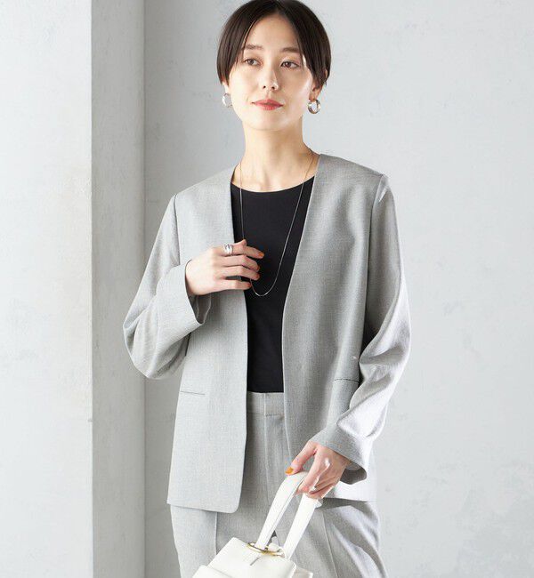 SHIPS for women「〈接触冷感/手洗い可能〉トリアセテート混 ノーラペル ジャケット（セットアップ対応）◇」|その他|
