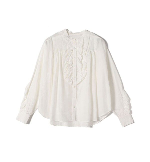 SHIPS for women「〈手洗い可能〉コットン シルク ローン フリル ブラウス」|シャツ・ブラウス|