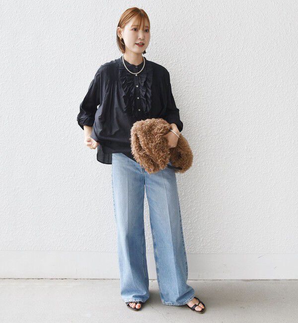 SHIPS for women「〈手洗い可能〉コットン シルク ローン フリル ブラウス」|シャツ・ブラウス|