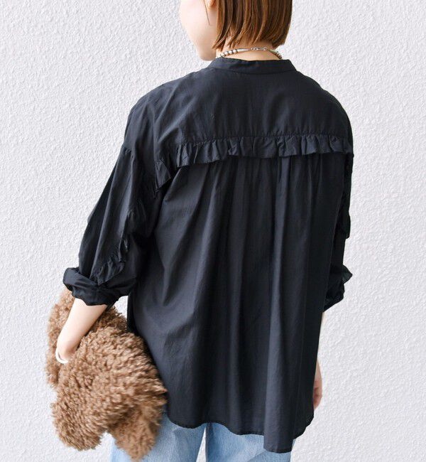 SHIPS for women「〈手洗い可能〉コットン シルク ローン フリル ブラウス」|シャツ・ブラウス|