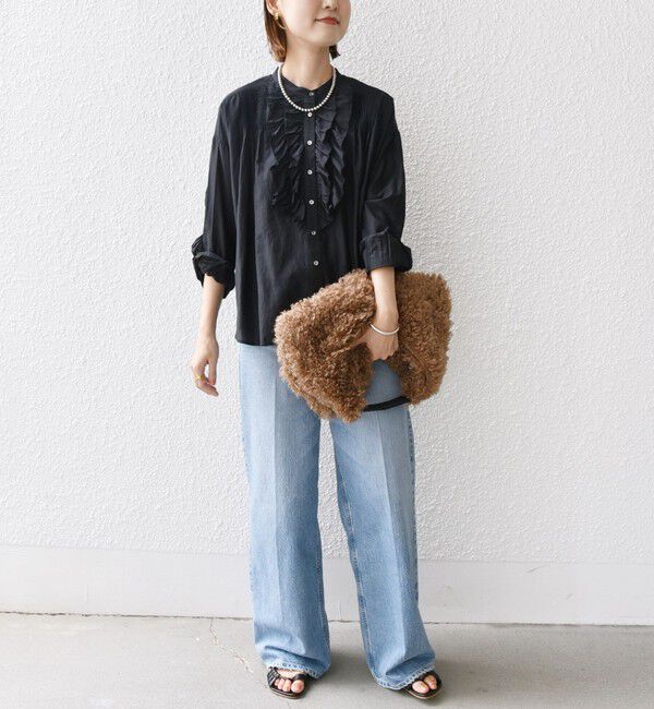 SHIPS for women「〈手洗い可能〉コットン シルク ローン フリル ブラウス」|シャツ・ブラウス|