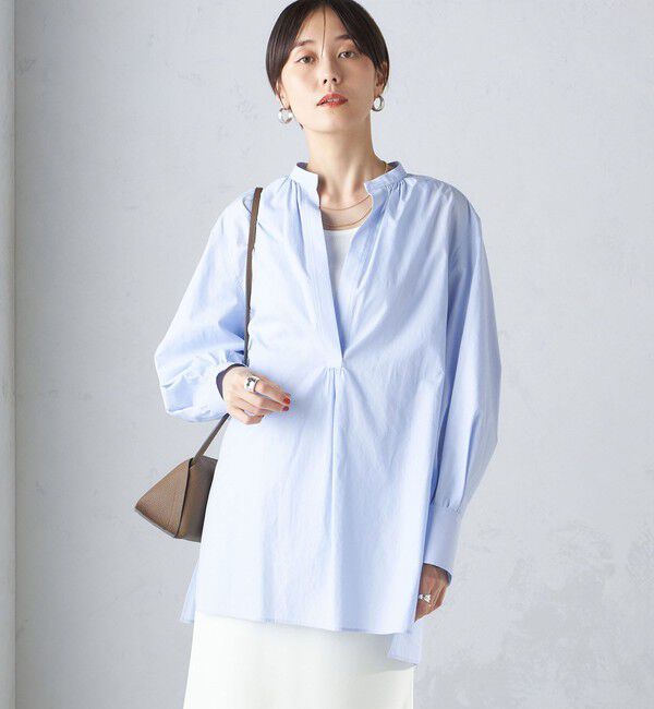 SHIPS for women「〈手洗い可能〉コットン ギャザー チュニック ブラウス」|シャツ・ブラウス|