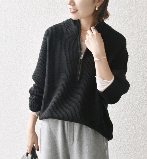SHIPS any「SHIPS any:〈手洗い可能〉ハーフジップ 畦編み ドライバーズ ニット 25AW◇」|ニット・セーター|