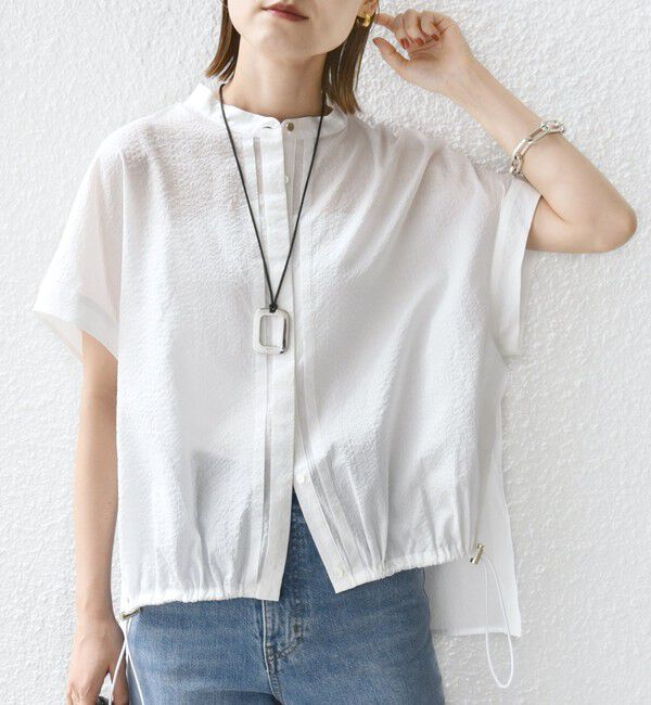 SHIPS for women「〈手洗い可能〉サッカー 裾 ドロスト ドルマン ブラウス 2」|シャツ・ブラウス|オフホワイト