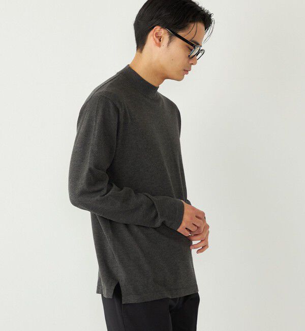 SHIPS Colors 「SHIPS Colors:〈吸湿発熱〉Solist(R)Heat 14ゲージ モックネックニット◇」|ニット・セーター|チャコールグレー