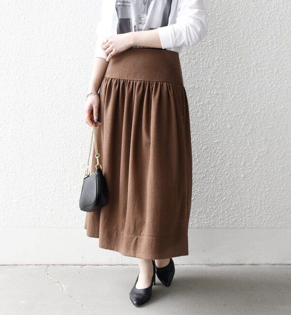 SHIPS any「SHIPS any:〈洗濯機可能〉ループヤーン ギャザー フレア スカート」|スカート|ブラウン