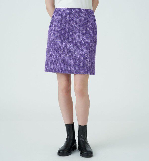 MACPHEE「ヘリンボーンツイード ミニスカート」|台形|