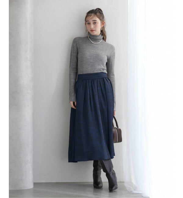  「【洗える】幾何柄サッカータックスカート」|スカート|