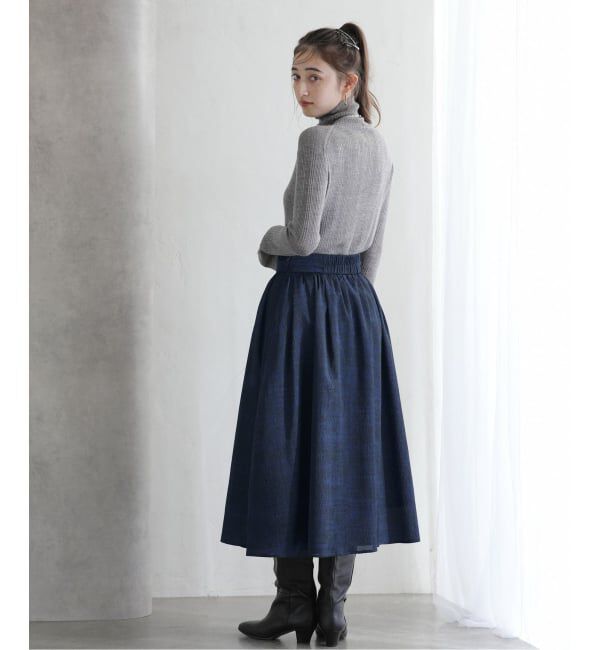  「【洗える】幾何柄サッカータックスカート」|スカート|