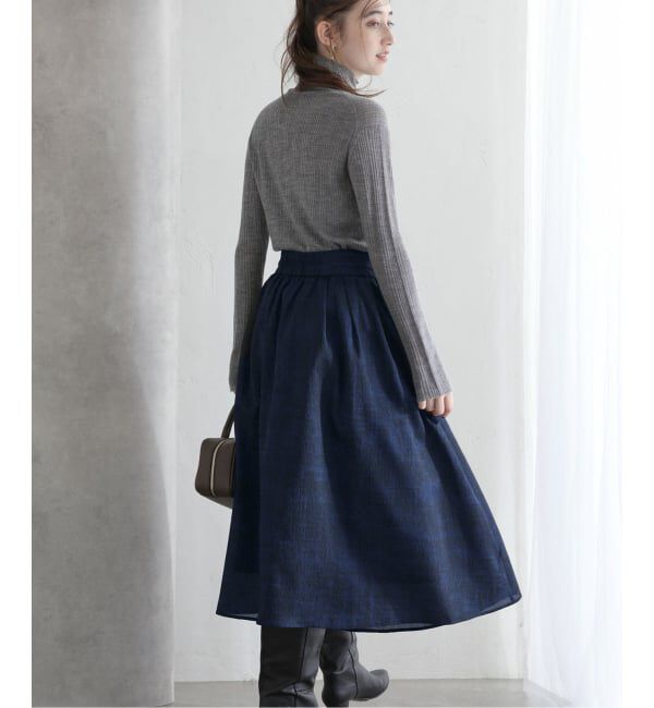  「【洗える】幾何柄サッカータックスカート」|スカート|