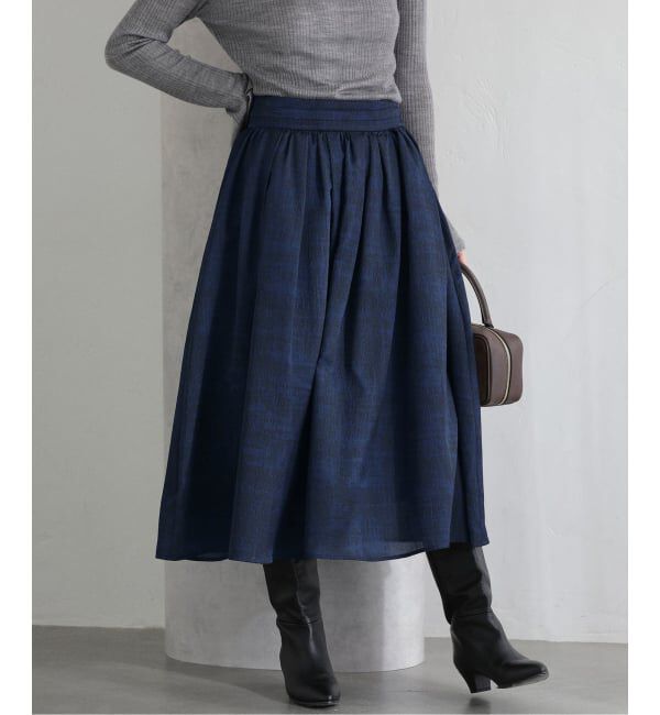  「【洗える】幾何柄サッカータックスカート」|スカート|