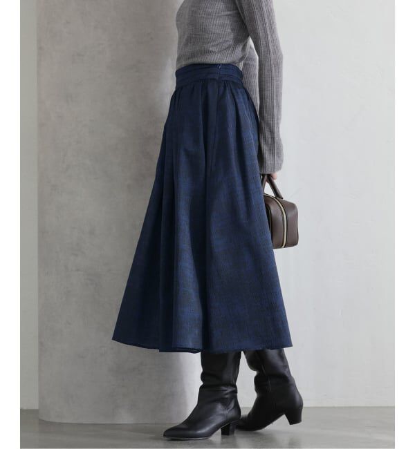  「【洗える】幾何柄サッカータックスカート」|スカート|