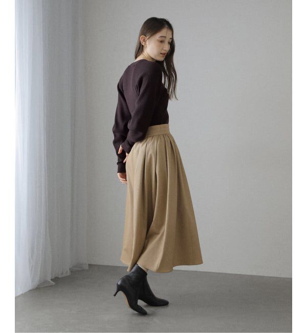  「【洗える】幾何柄サッカータックスカート」|スカート|