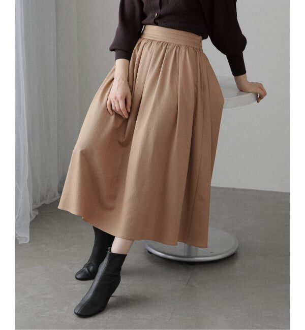  「【洗える】幾何柄サッカータックスカート」|スカート|