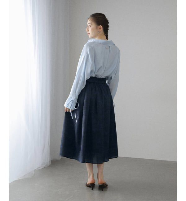  「【洗える】幾何柄サッカータックスカート」|スカート|