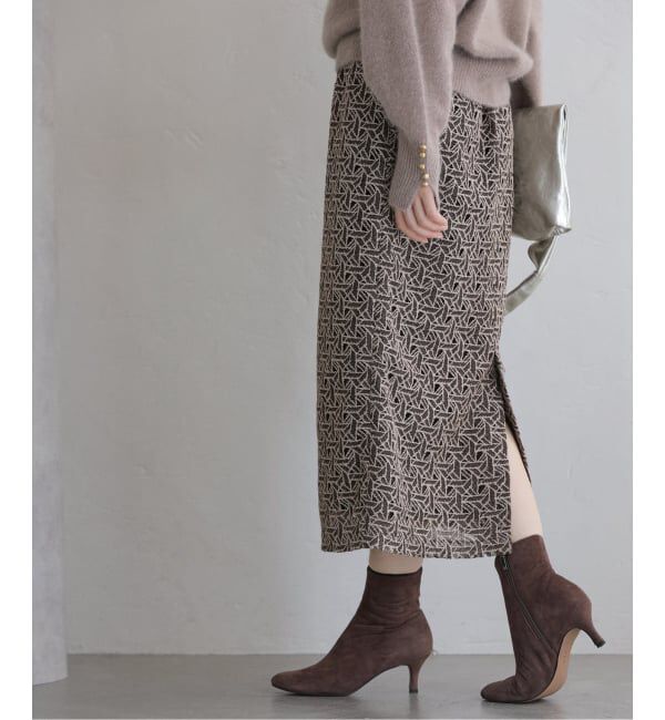  「ジオメトリックレースタイトスカート」|スカート|ブラウン