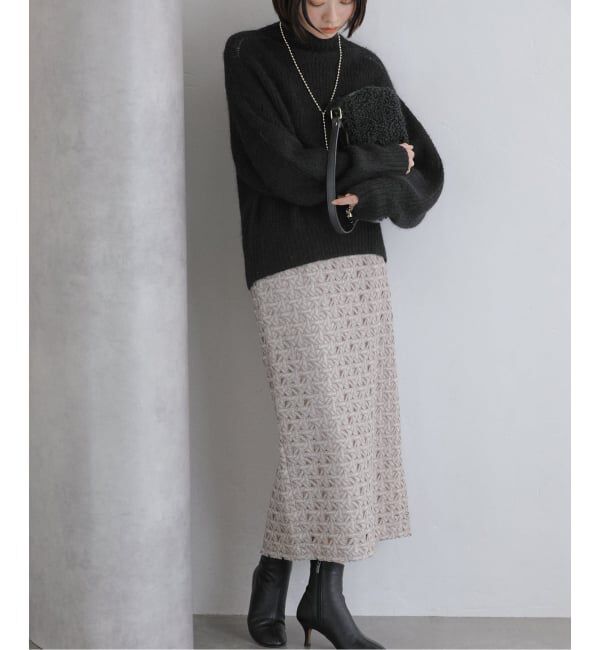  「ジオメトリックレースタイトスカート」|スカート|