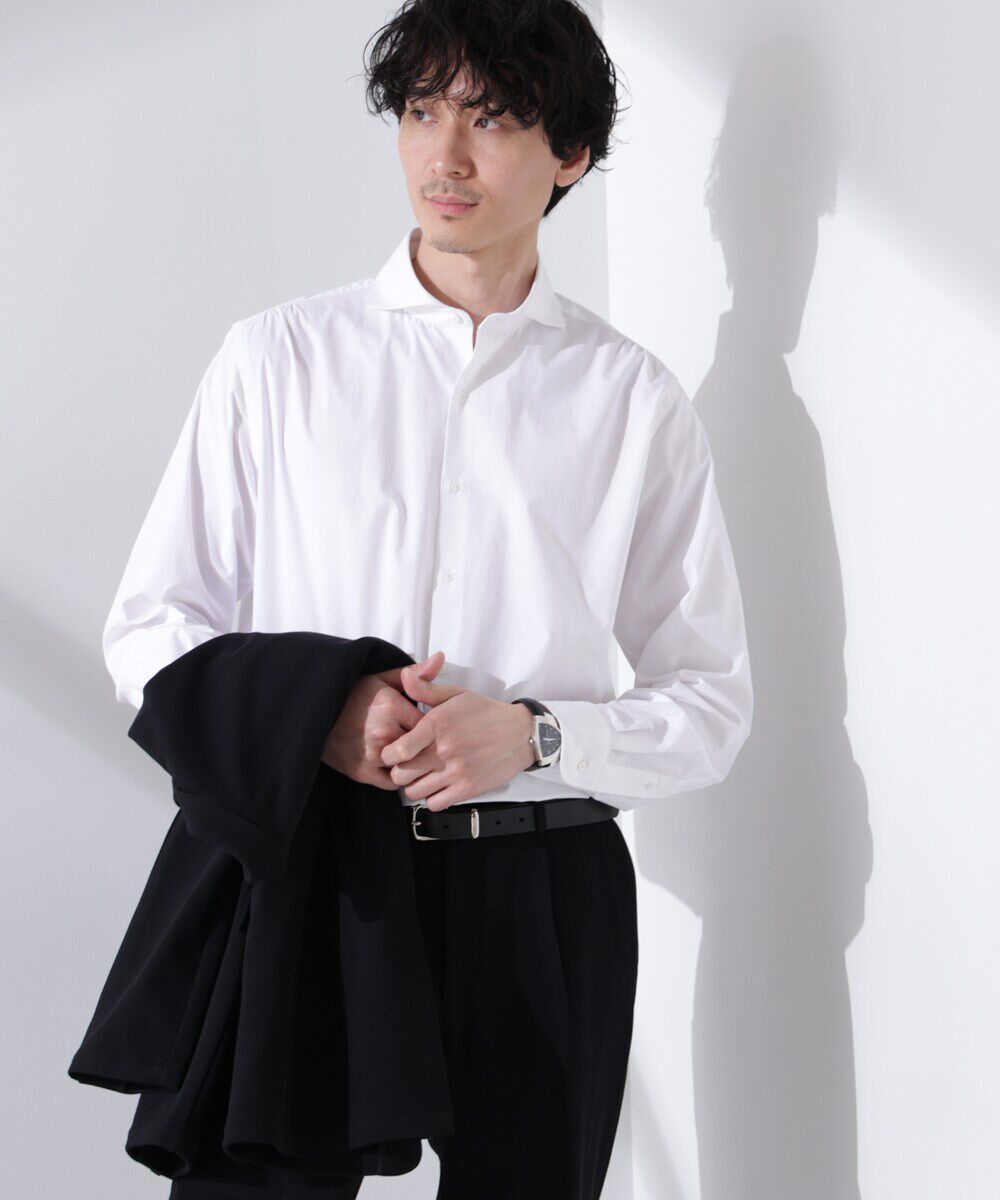 nano･universe「｢N shirt｣Anti Soaked(R) 汗染み防止ホリゾンタルカラーシャツ長袖」|シャツ・ブラウス|