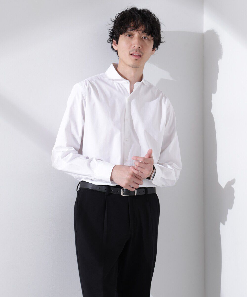 nano･universe「｢N shirt｣Anti Soaked(R) 汗染み防止ホリゾンタルカラーシャツ長袖」|シャツ・ブラウス|