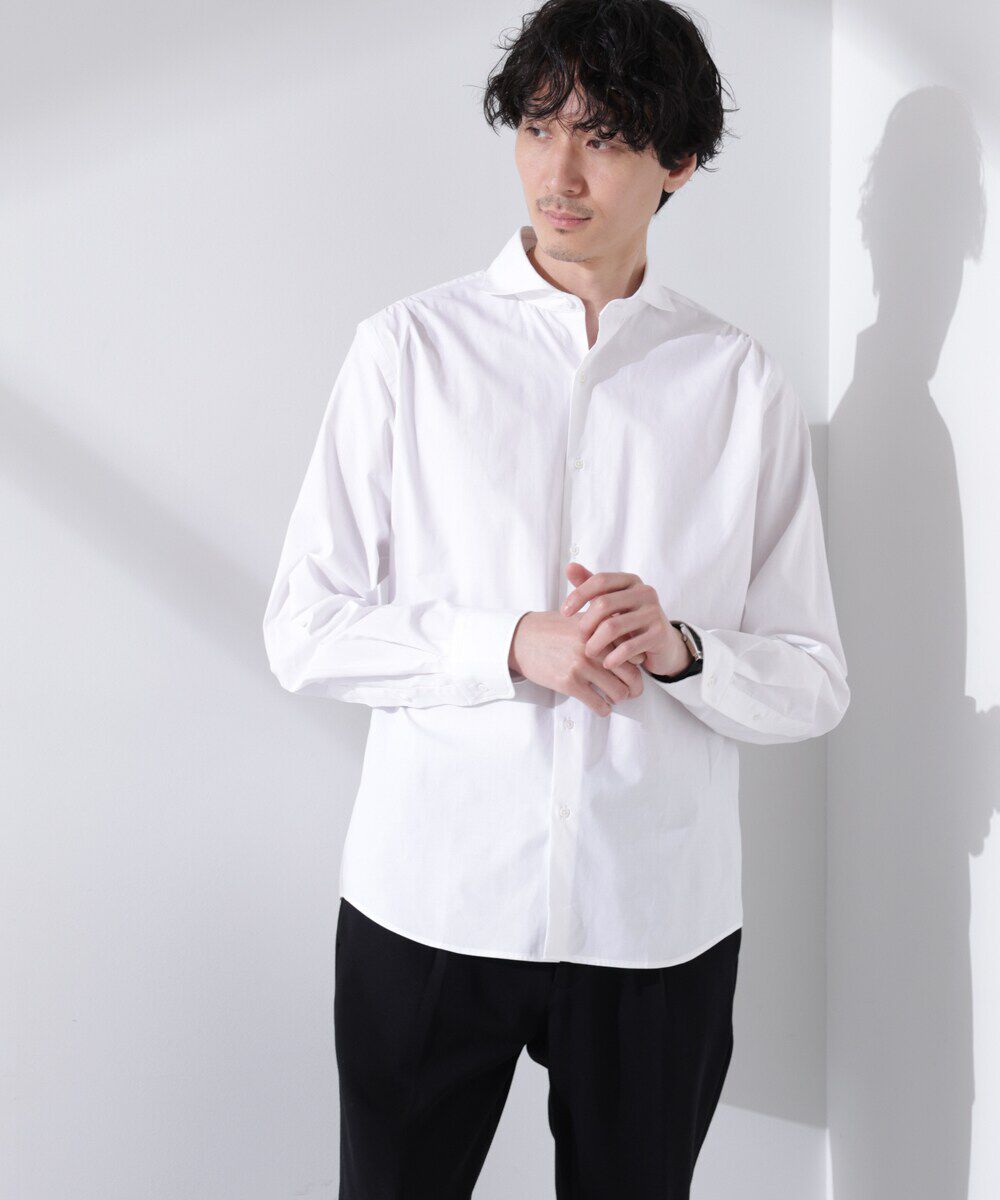 nano･universe「｢N shirt｣Anti Soaked(R) 汗染み防止ホリゾンタルカラーシャツ長袖」|シャツ・ブラウス|