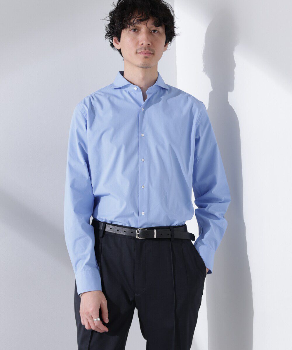 nano･universe「｢N shirt｣Anti Soaked(R) 汗染み防止ホリゾンタルカラーシャツ長袖」|シャツ・ブラウス|サックス5
