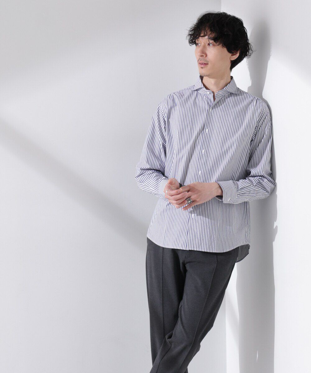 nano･universe「｢N shirt｣Anti Soaked(R) 汗染み防止ホリゾンタルカラーシャツ長袖」|シャツ・ブラウス|パターン1