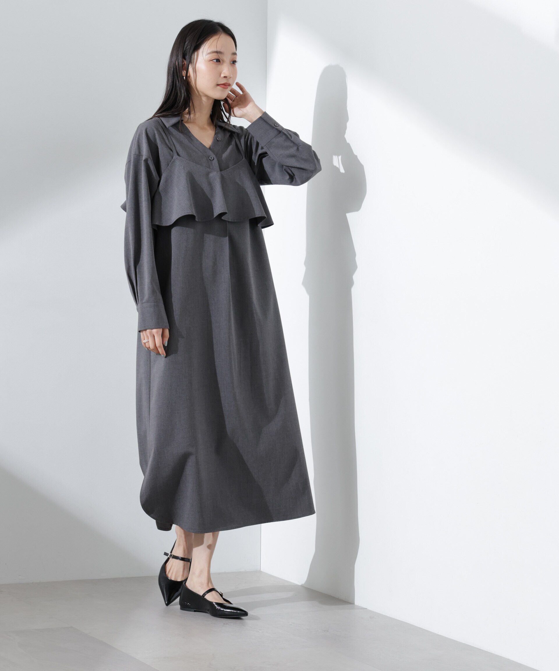 nano･universe「キャミソールビスチェ＋スキッパーワンピースSET」|ワンピース|