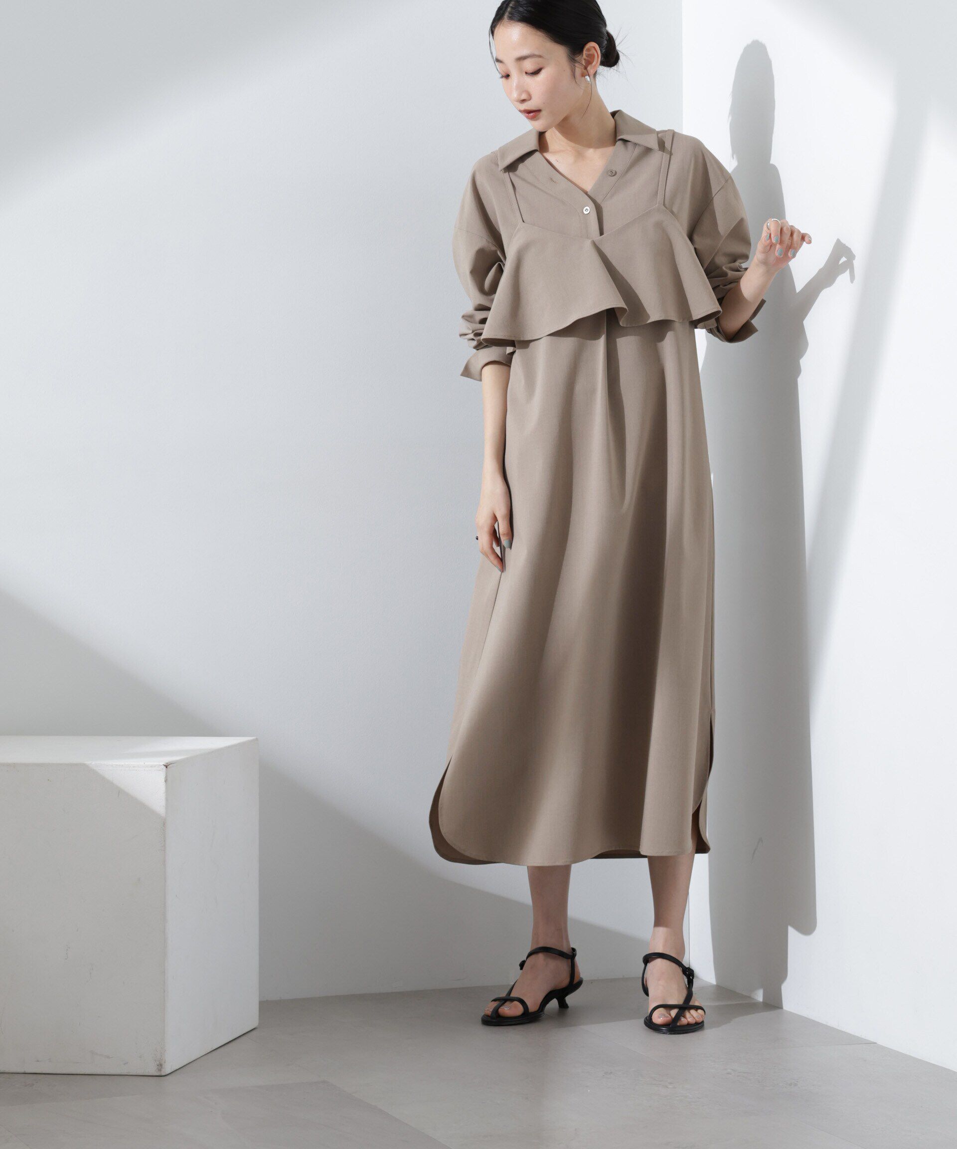 nano･universe「キャミソールビスチェ＋スキッパーワンピースSET」|ワンピース|