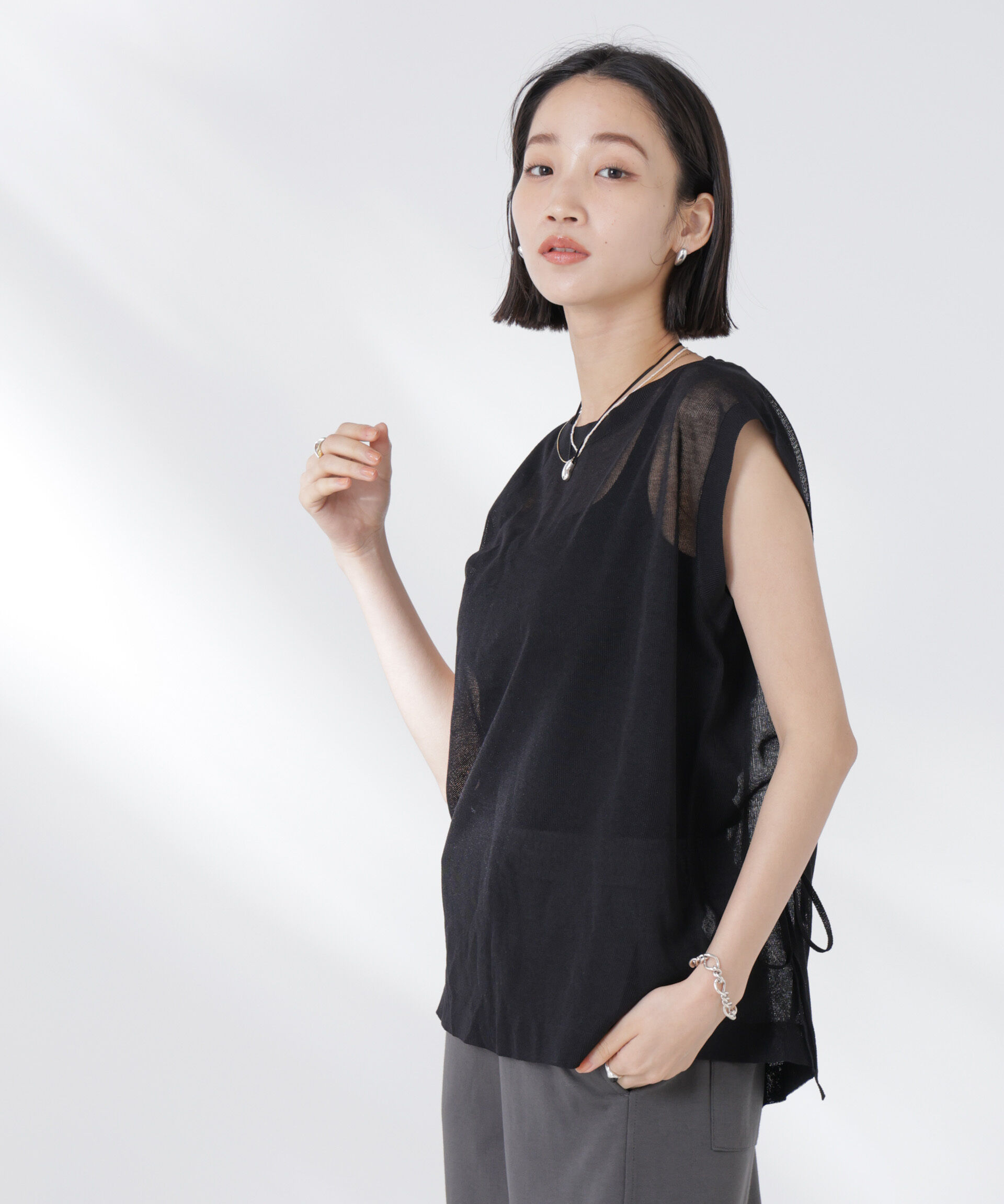 nano･universe「前後2wayドロストデザインシアーニット」|ニット・セーター|