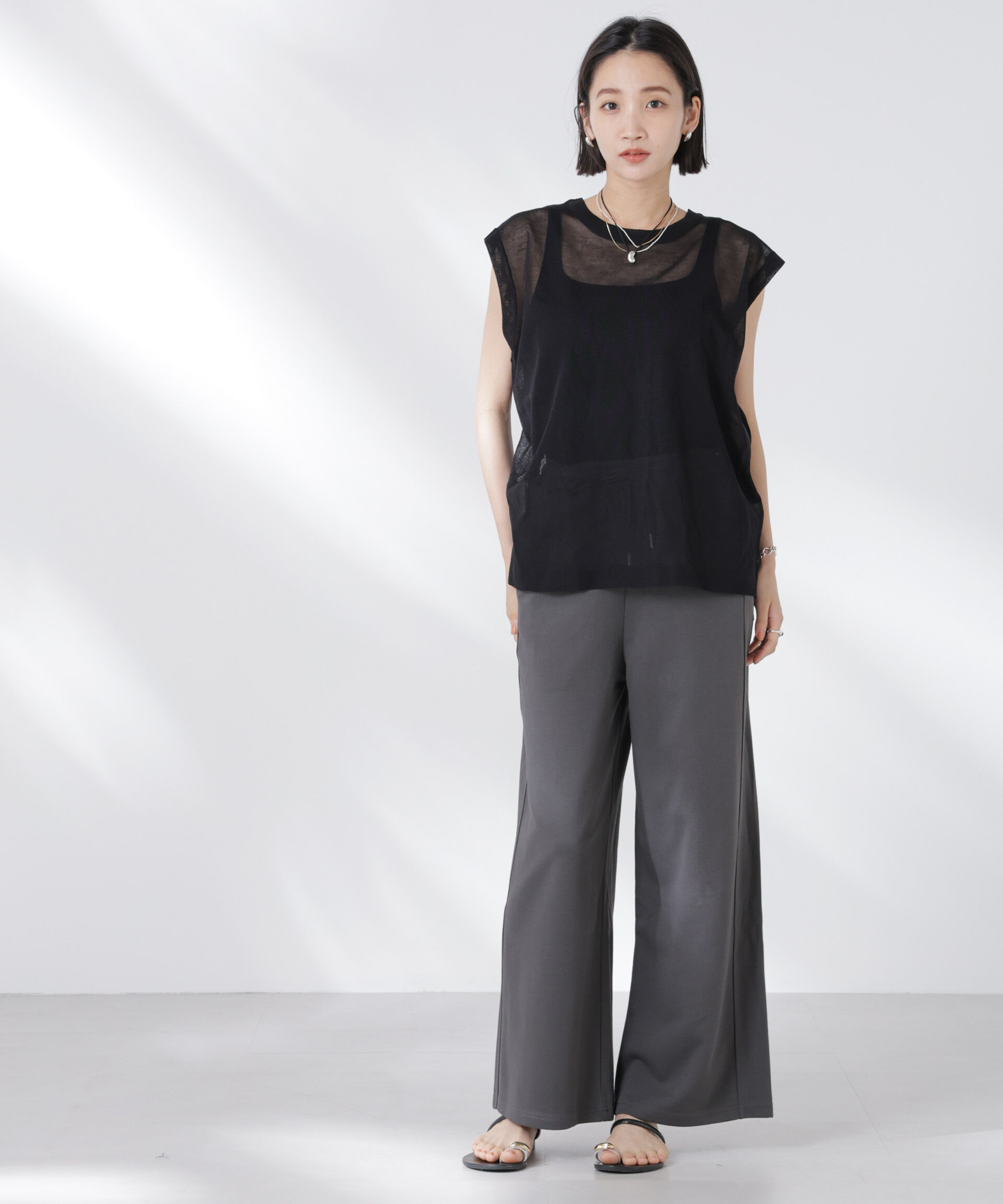 nano･universe「前後2wayドロストデザインシアーニット」|ニット・セーター|