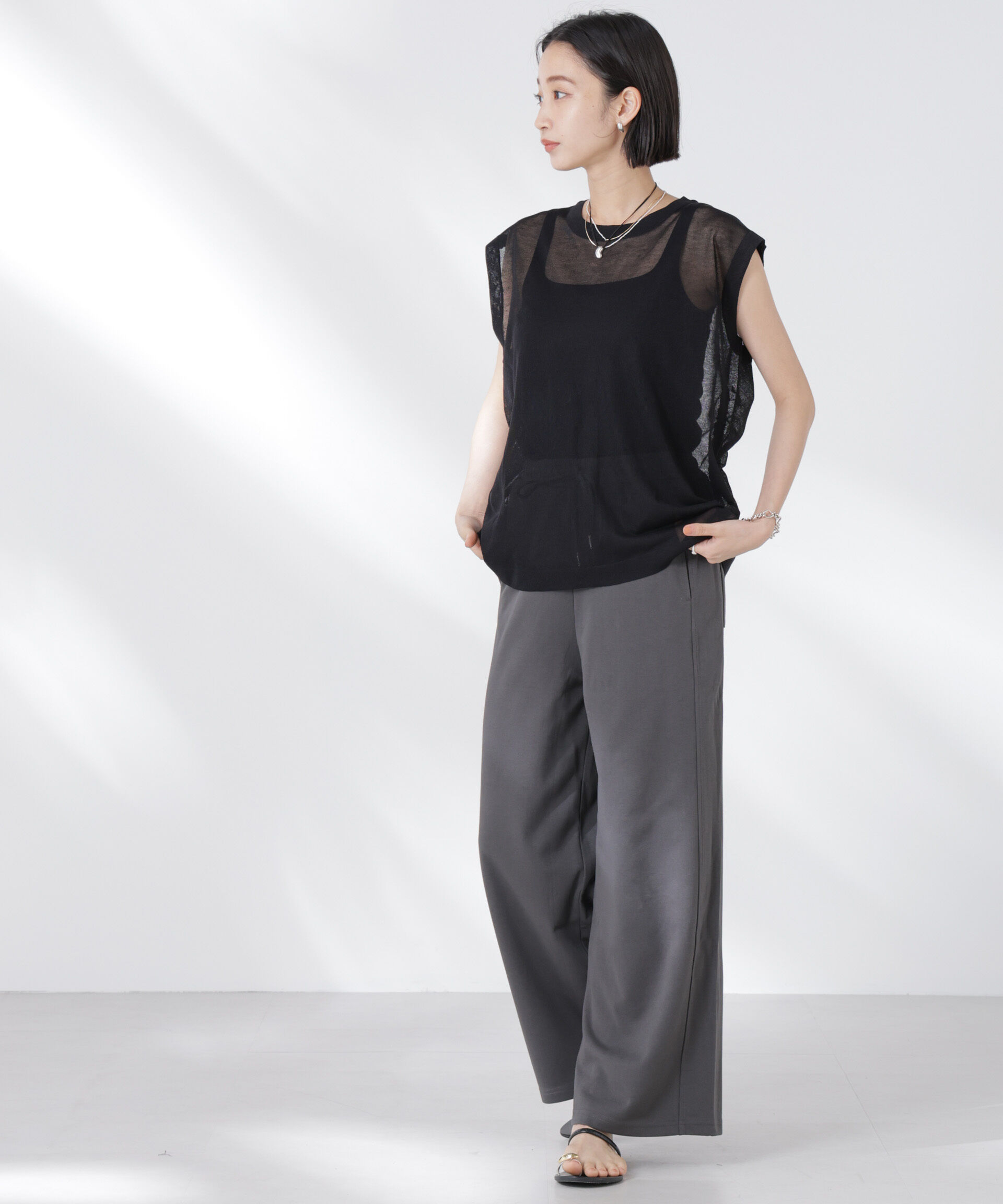 nano･universe「前後2wayドロストデザインシアーニット」|ニット・セーター|