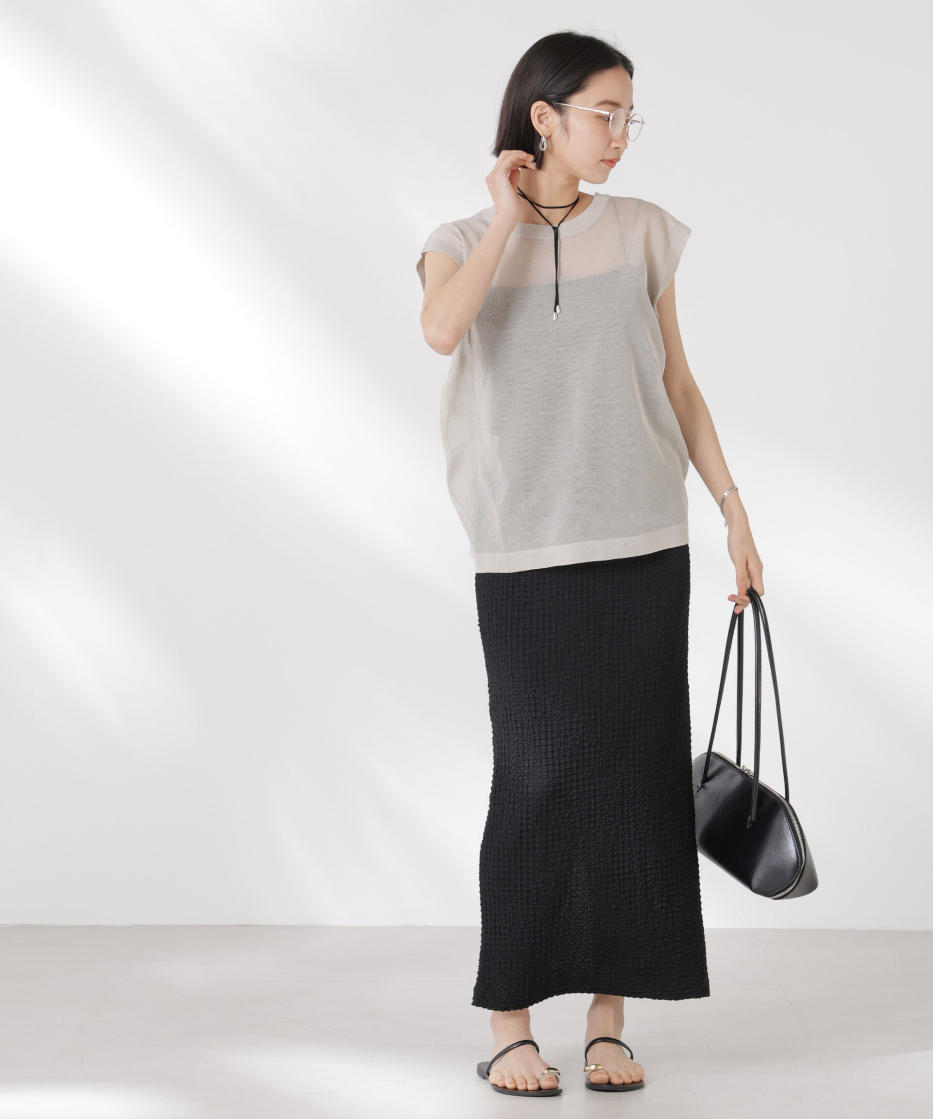 nano･universe「前後2wayドロストデザインシアーニット」|ニット・セーター|