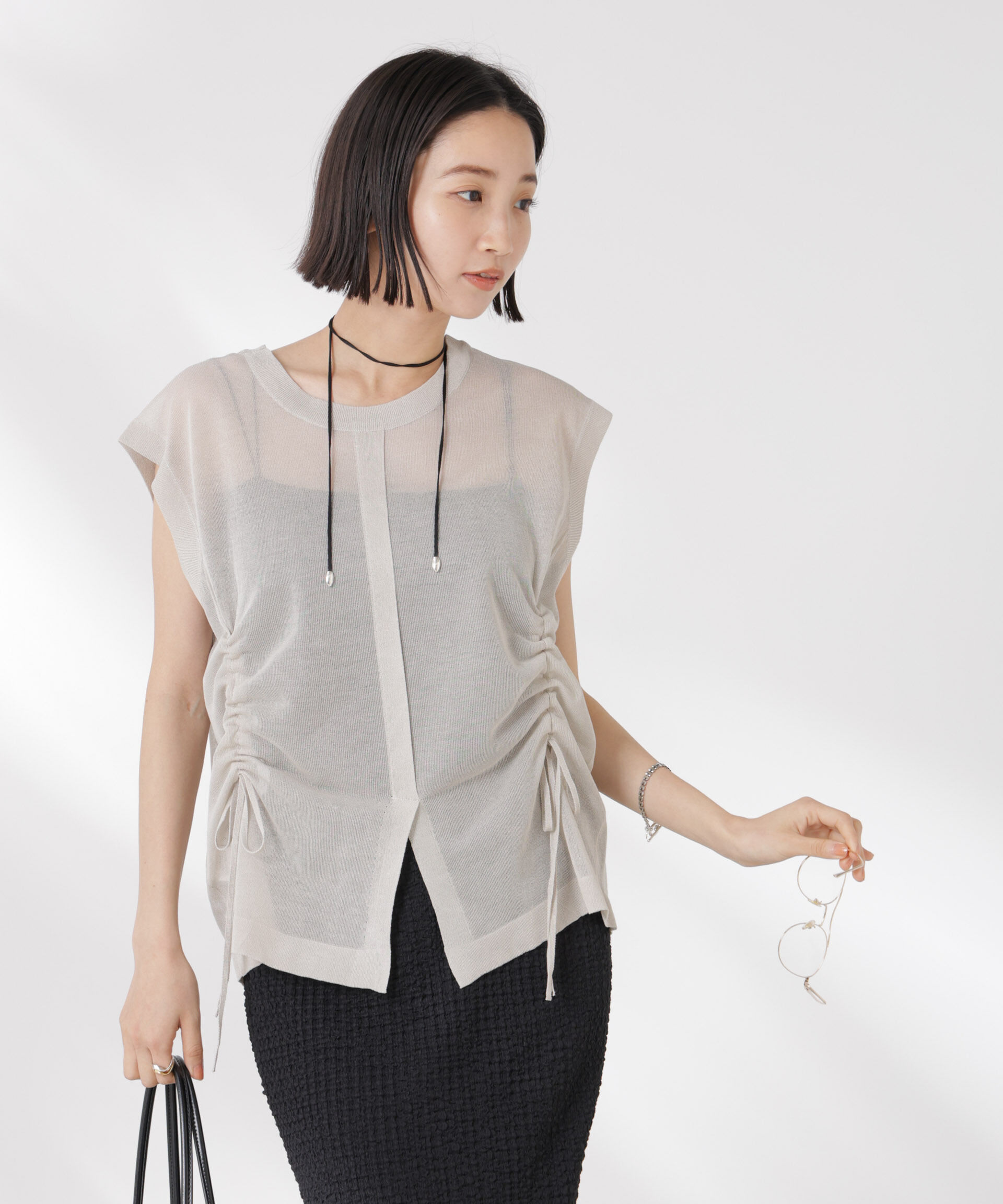 nano･universe「前後2wayドロストデザインシアーニット」|ニット・セーター|