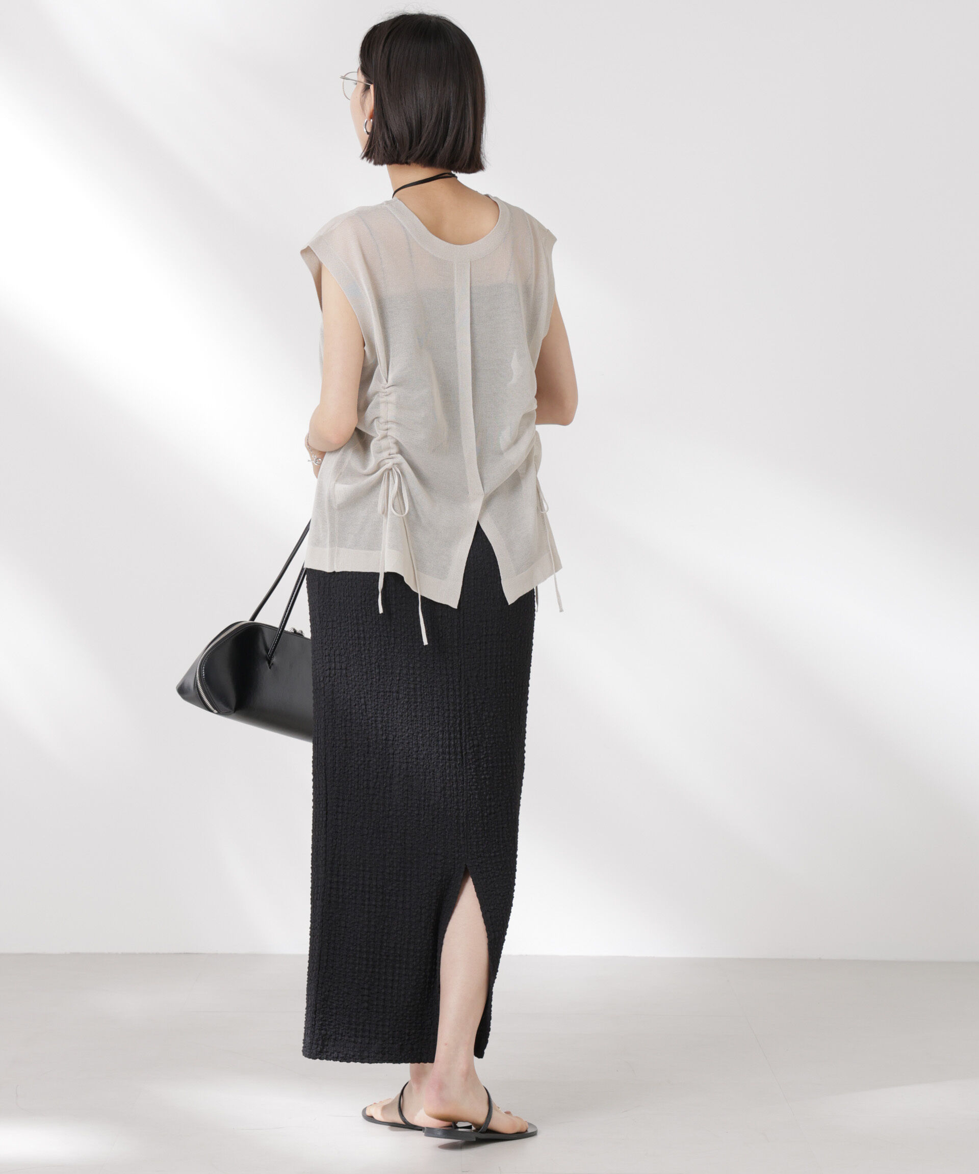 nano･universe「前後2wayドロストデザインシアーニット」|ニット・セーター|