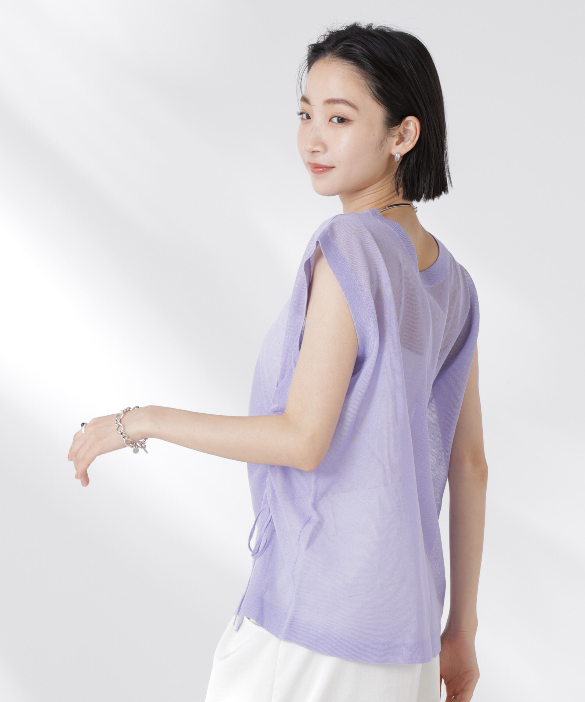 nano･universe「前後2wayドロストデザインシアーニット」|ニット・セーター|