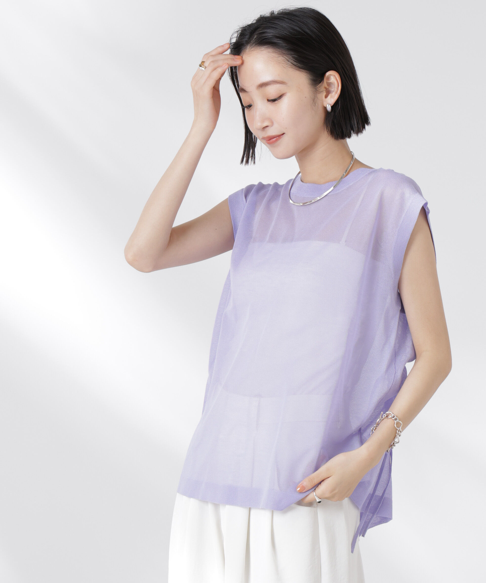 nano･universe「前後2wayドロストデザインシアーニット」|ニット・セーター|