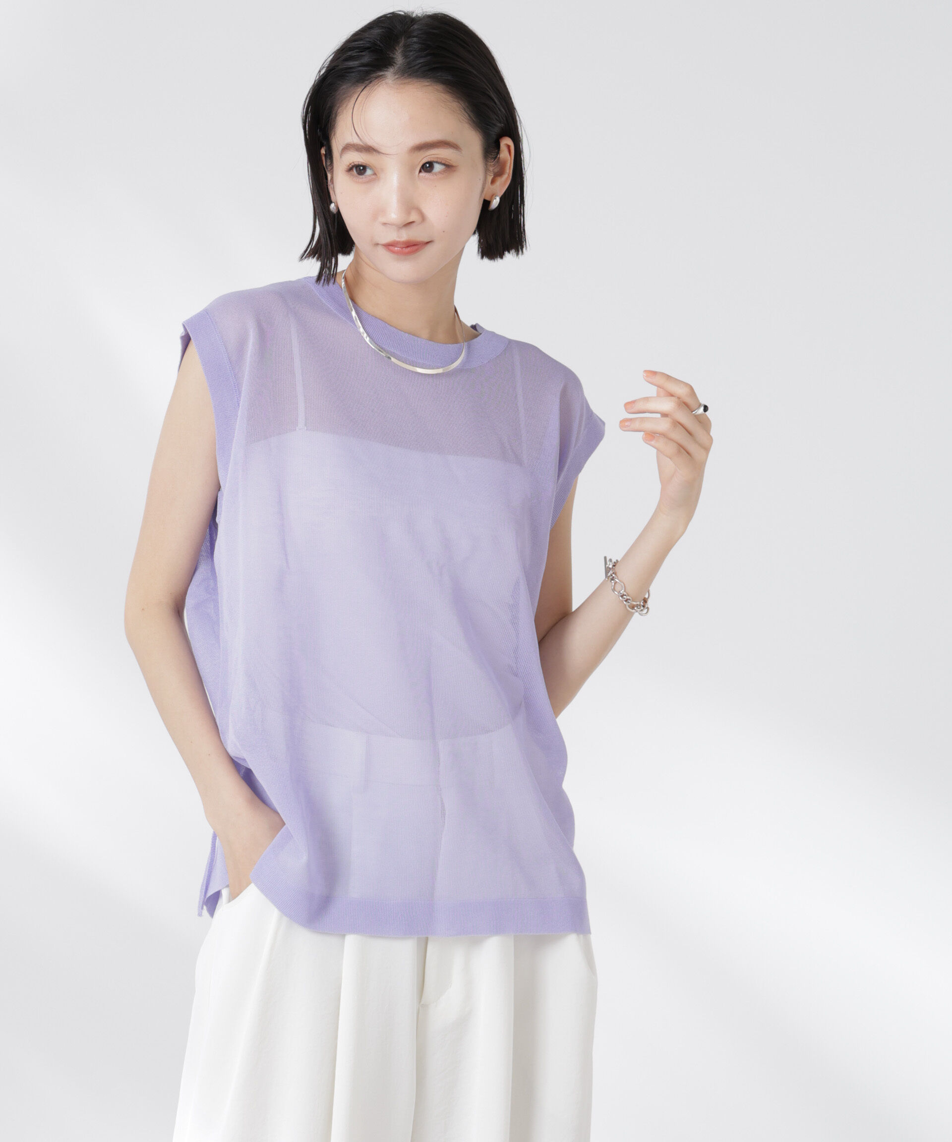 nano･universe「前後2wayドロストデザインシアーニット」|ニット・セーター|