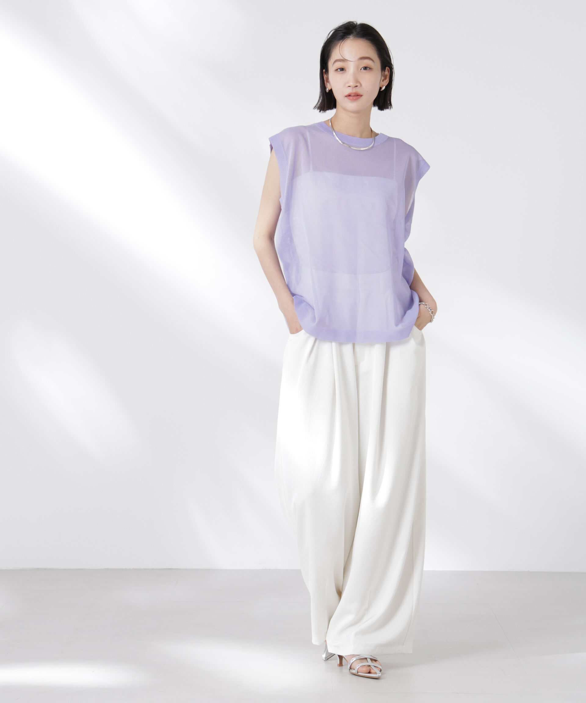 nano･universe「前後2wayドロストデザインシアーニット」|ニット・セーター|