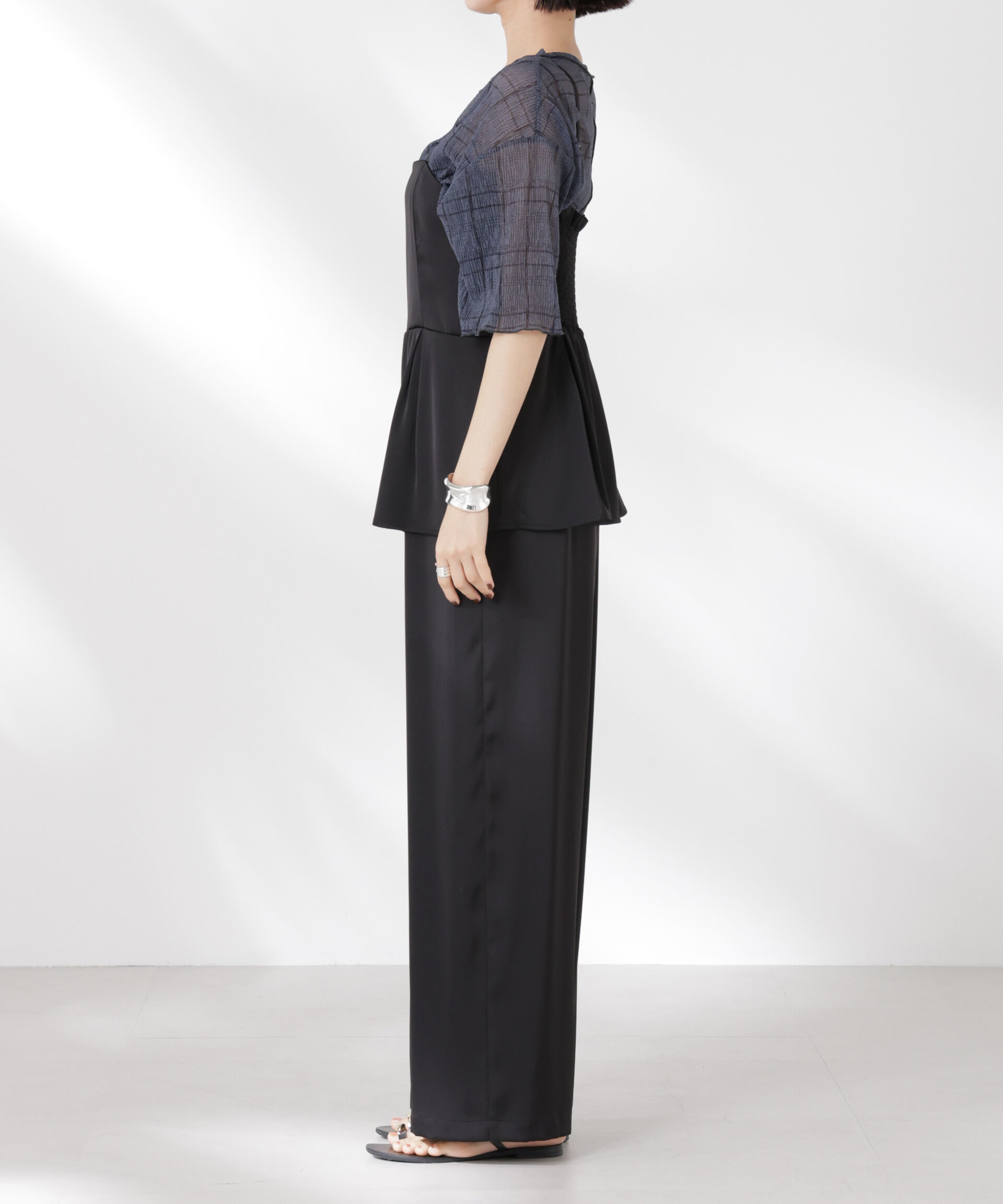 nano･universe「ペムラムディティールサテンキャミソールオールインワン」|ワンピース|