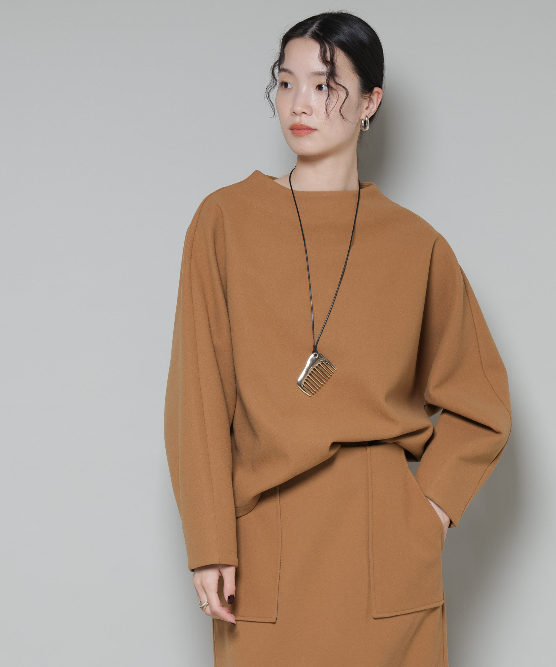 nano･universe「ｿﾌﾄﾒﾙﾄﾝｼﾞｬｰｼﾞｰﾀｯｸｽﾘｰﾌﾞﾓｯｸﾈｯｸﾄｯﾌﾟｽ(」|シャツ・ブラウス|