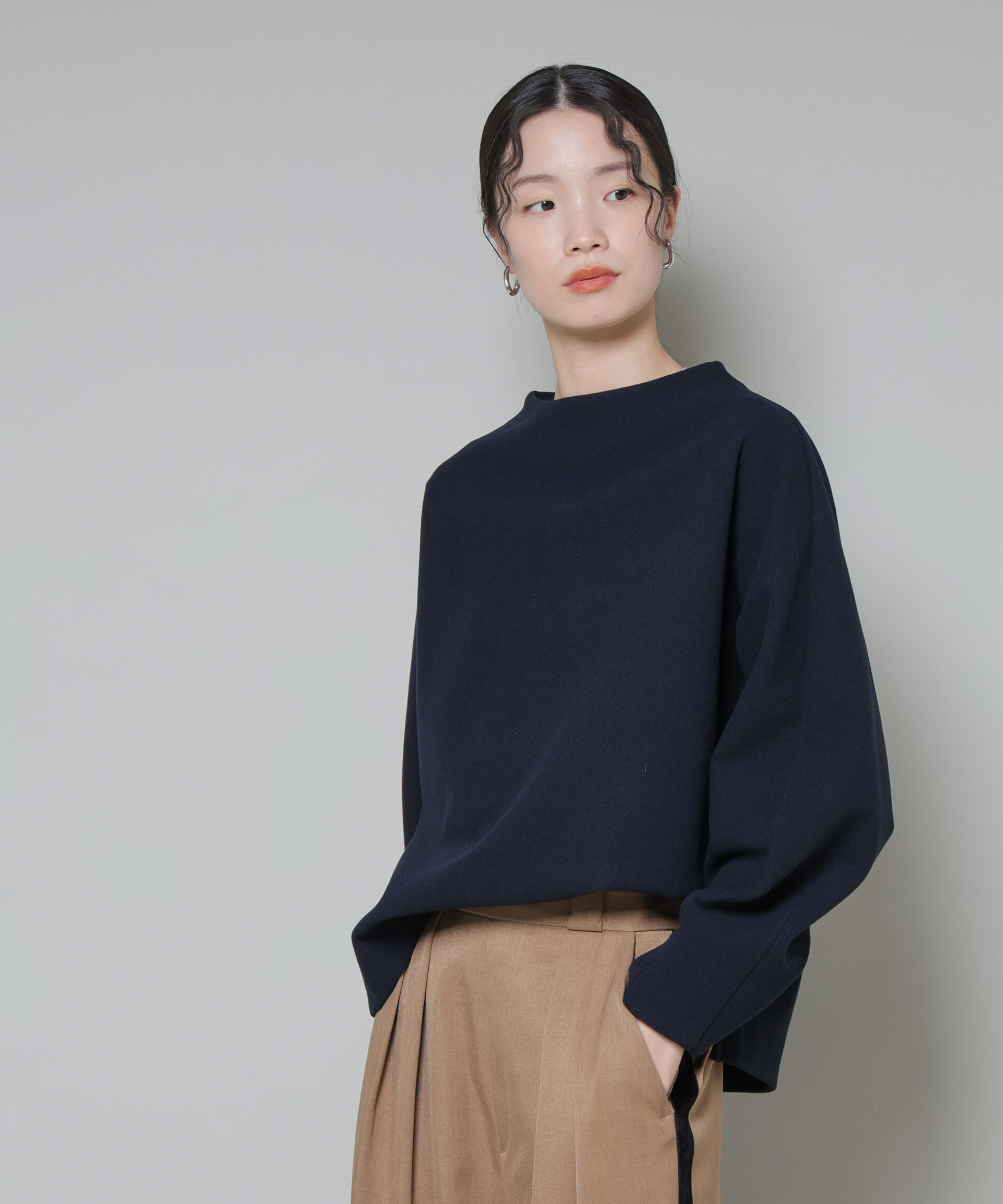 nano･universe「ｿﾌﾄﾒﾙﾄﾝｼﾞｬｰｼﾞｰﾀｯｸｽﾘｰﾌﾞﾓｯｸﾈｯｸﾄｯﾌﾟｽ(」|シャツ・ブラウス|