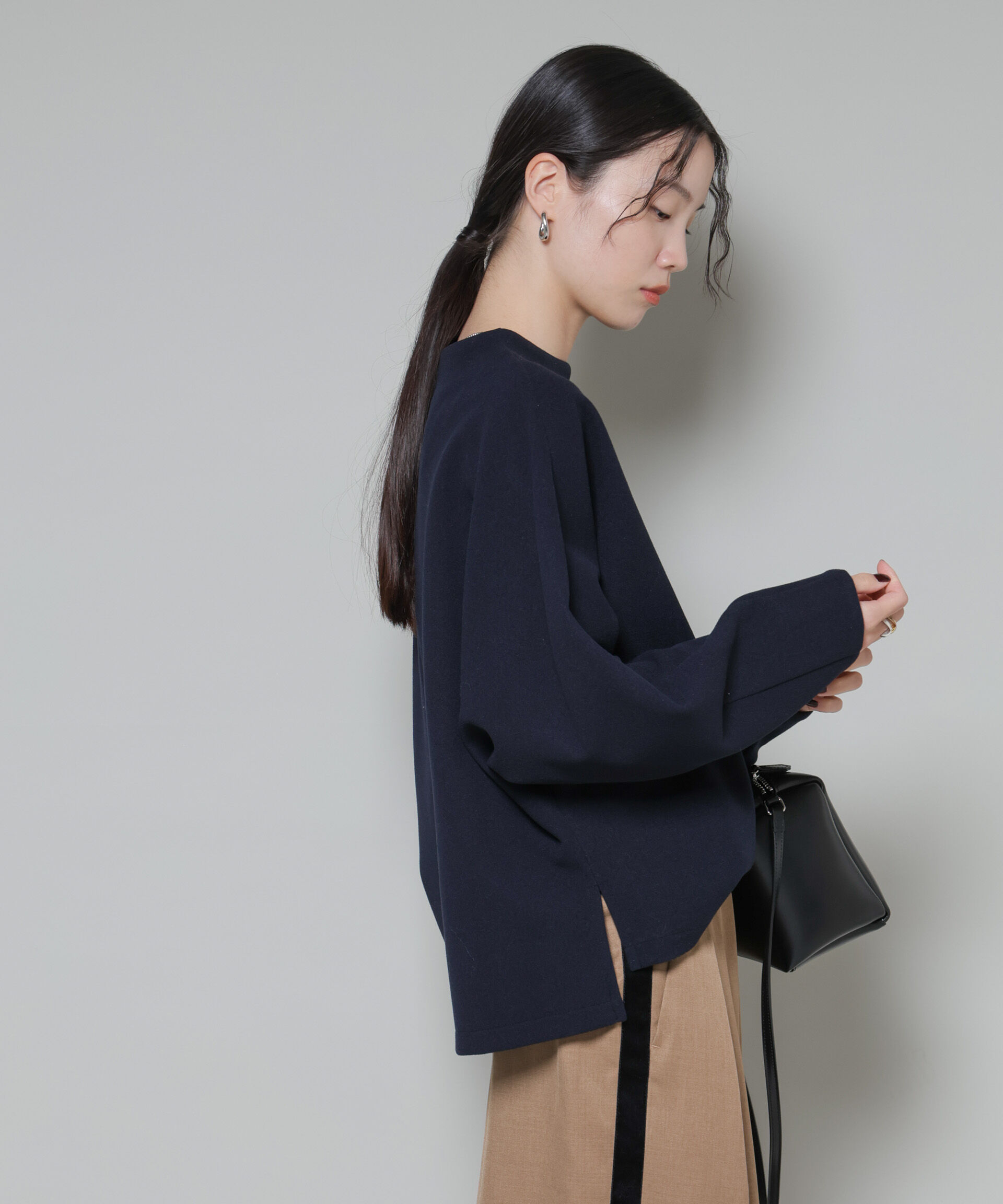 nano･universe「ｿﾌﾄﾒﾙﾄﾝｼﾞｬｰｼﾞｰﾀｯｸｽﾘｰﾌﾞﾓｯｸﾈｯｸﾄｯﾌﾟｽ(」|シャツ・ブラウス|